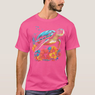 Camiseta Wo Sea Turtle Flores Hawaianas Buceo Hawaii Scuba
