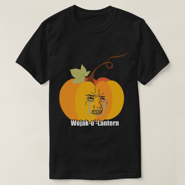 Camiseta Wojak Halloween Meme Calabaza Llorando Soyjak Woja (Diseño del anverso)