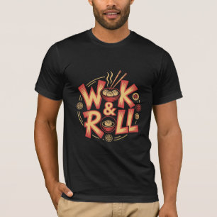 Camiseta Wok & Roll Dim Sum Cocina Asiática Estilo Retro Vi