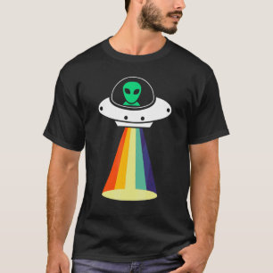 Camiseta Woke Alien Spaceship Rainbow Beam Area 51 I Believ