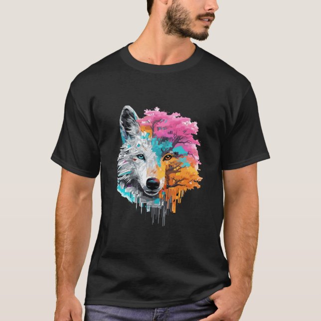 Camiseta Wolf Alpha Animal World Predator Wild Nature Art (Anverso)