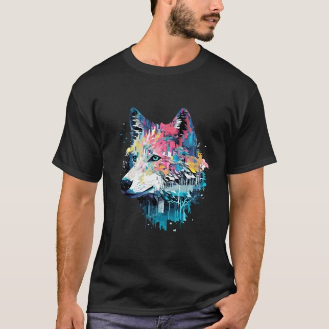 Camiseta Wolf Alpha Animal World Predator Wild Nature Art (Anverso)