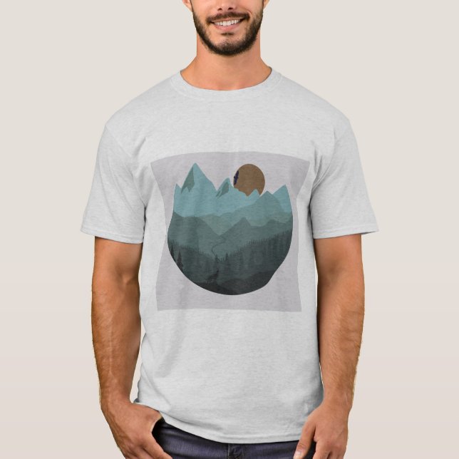 Camiseta Wolf and Mountains Modern Art  (Anverso)