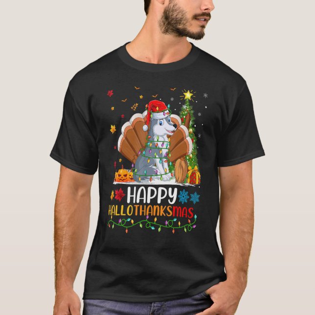 Camiseta Wolf Animal Happy Wolf Hellothanksmas (Anverso)