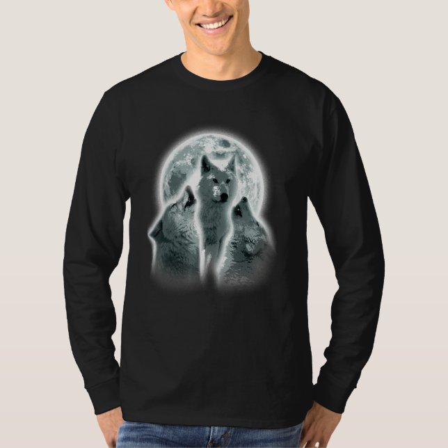 Camiseta Wolf Animals Howls Moon Print Animal Lovers Wolf_1 (Anverso)