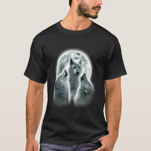Camiseta Wolf Animals Howls Moon Print Animal Wolf