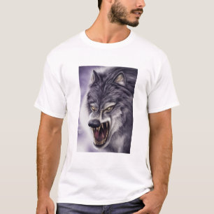 Camiseta Wolf Art - Bestia Con Fangs Tee, Lobo En Modo Ataq