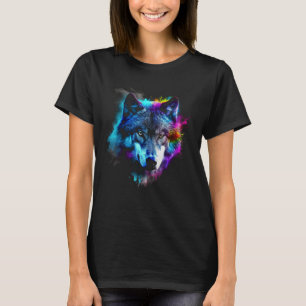 Camiseta Wolf Art Colorful Animal Motif Artwork Wolf