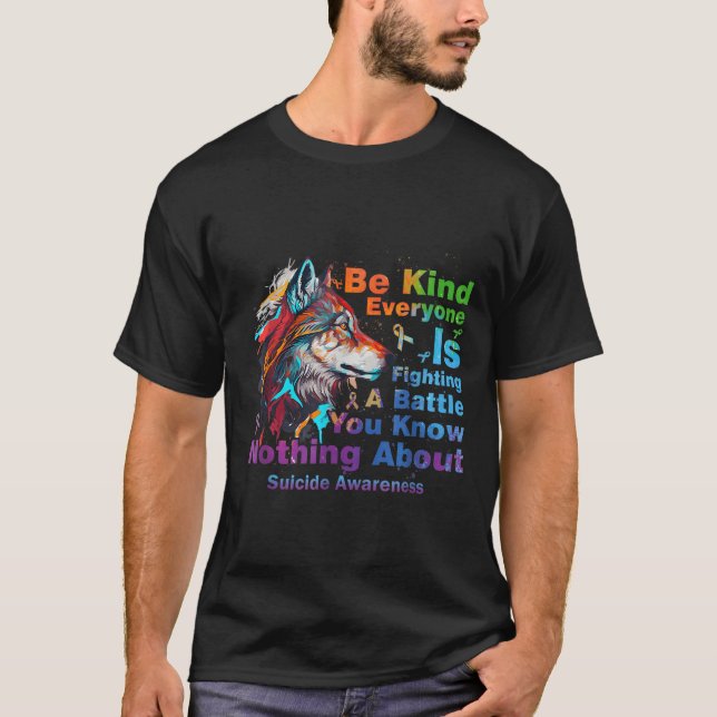 Camiseta Wolf Be Kind Suicide Awareness Mental Health Suprt (Anverso)