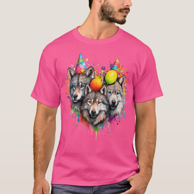 Camiseta Wolf Birthday Pack Fiesta Wolves Lover Lover (Anverso)