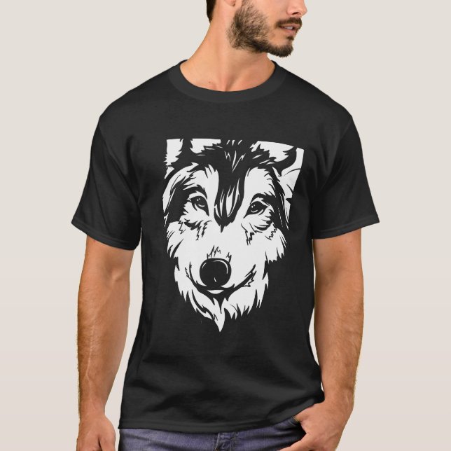 Camiseta Wolf Black Art Ilustracion Modern Trendy (Anverso)
