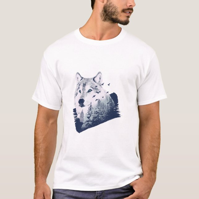 Camiseta Wolf Blue Forest Grunge (Anverso)