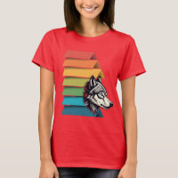 Wolf Breaking Through Color Stripes – Bold Graphic