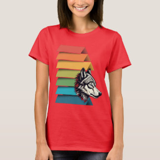 Camiseta Wolf Breaking Through Color Stripes – Bold Graphic