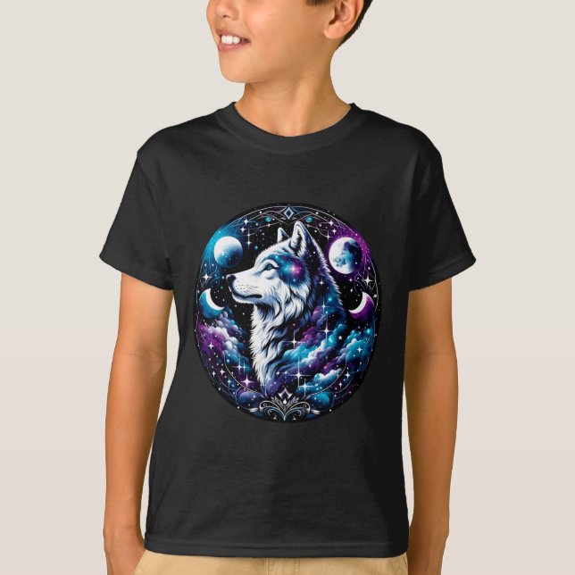 Camiseta Wolf Celestial Dream Night Howling Moon Funny Wolv (Anverso)