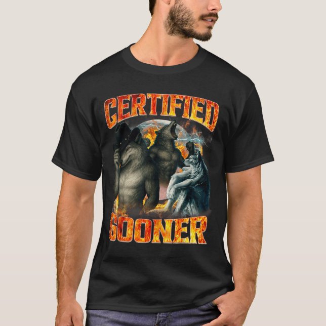 Camiseta Wolf Certified Gooner Funny Bootleg Meme Dad Papa  (Anverso)