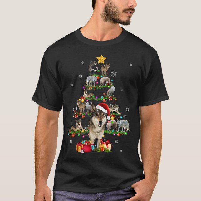 Camiseta Wolf Christmas Tree X-mas Lover Gift (Anverso)