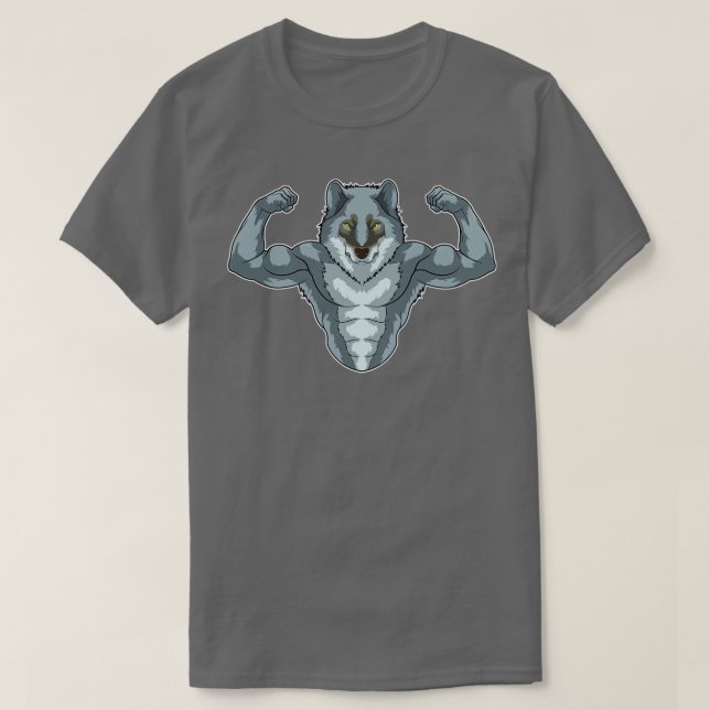 Camiseta Wolf como Bodybuilder con grandes músculos (Diseño del anverso)