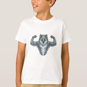 Camiseta Wolf como Bodybuilder con grandes músculos