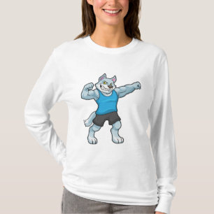 Camiseta Wolf como culturista con grandes brazos altos