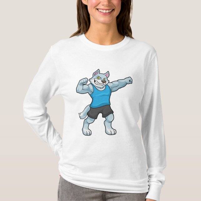 Camiseta Wolf como culturista con grandes brazos altos (Anverso)