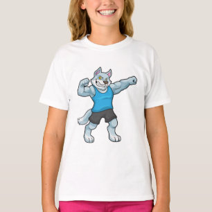 Camiseta Wolf como culturista con grandes brazos altos
