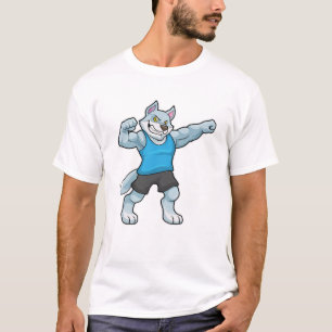 Camiseta Wolf como culturista con grandes brazos altos