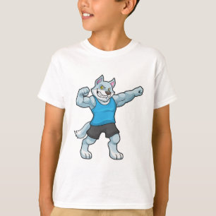 Camiseta Wolf como culturista con grandes brazos altos