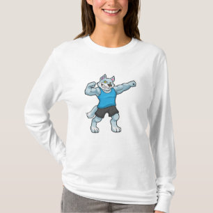 Camiseta Wolf como culturista con grandes brazos altos