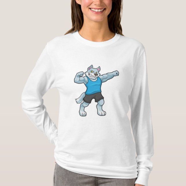 Camiseta Wolf como culturista con grandes brazos altos (Anverso)