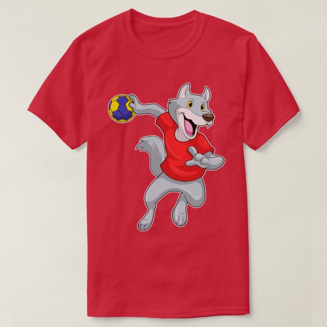 Camiseta Wolf como jugador de balonmano con balonmano (Diseño del anverso)