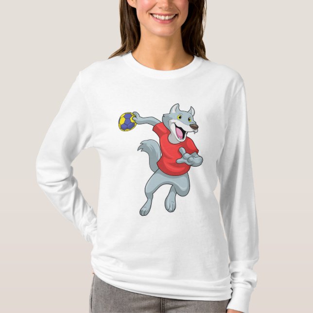 Camiseta Wolf como jugador de balonmano con balonmano (Anverso)
