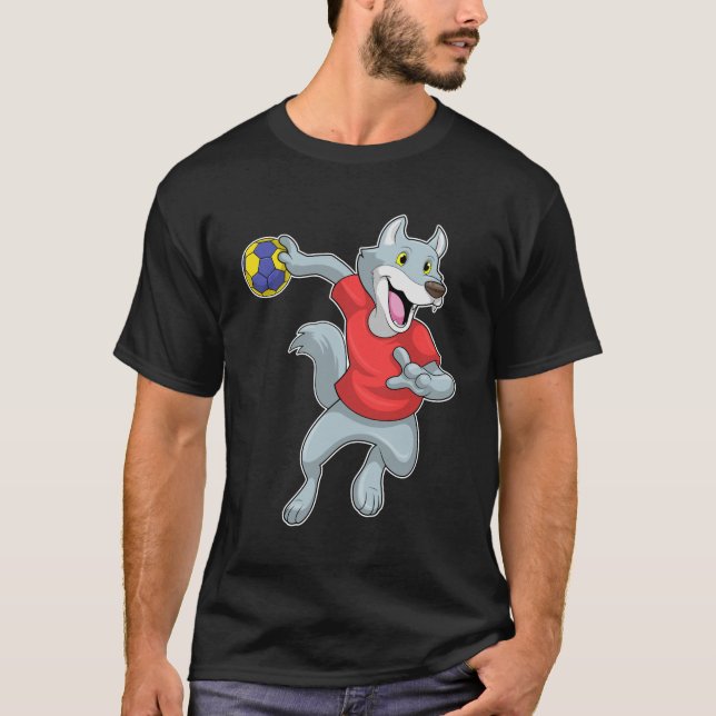 Camiseta Wolf como jugador de balonmano con balonmano (Anverso)