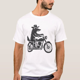 Camiseta Wolf Cowboy Montando en motocicleta