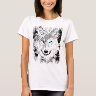 Camiseta Wolf Dibujo de Lobo negro y blanco Lobo siberi