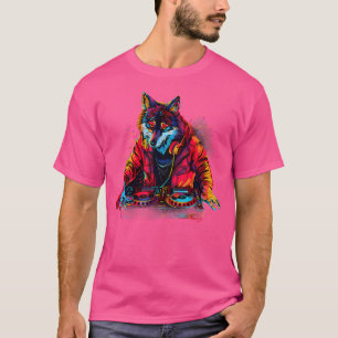 Camiseta Wolf Dj Productor De Música De Danza Edm Turntable