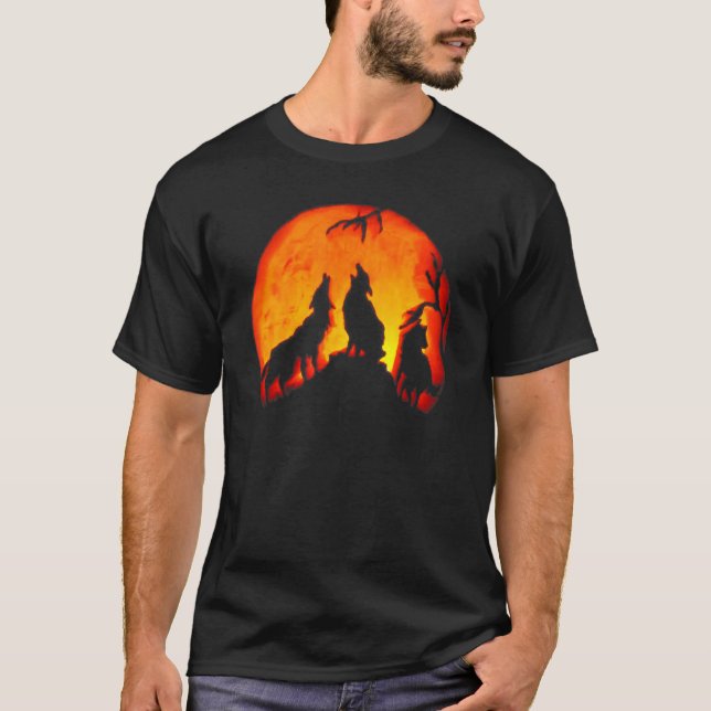Camiseta Wolf Dog Moon Calabaza Carving Boy Chica Fiesta Sc (Anverso)
