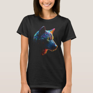 Camiseta Wolf Dog Polygon Colorful Animal Wolf