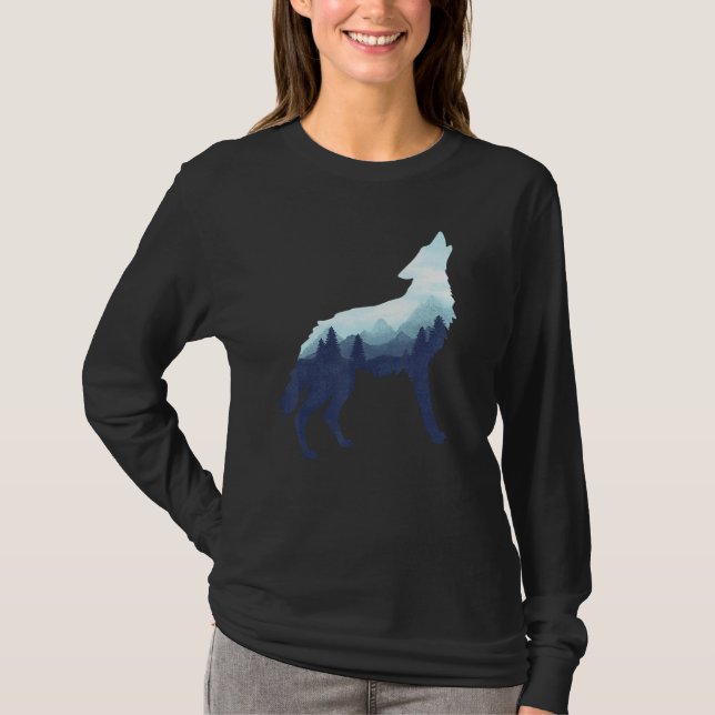 Camiseta Wolf Double Exposure Surreal Willife Animal Wolve (Anverso)