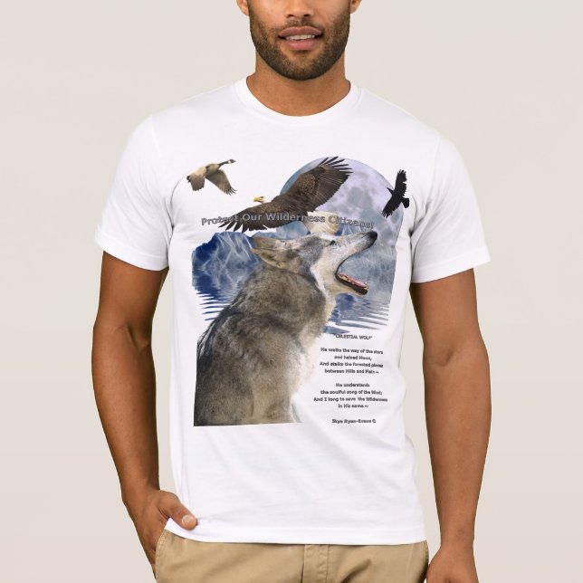 Camiseta WOLF, EAGLE, RAVEN, Luna, Montaña y Poema, Camiset (Anverso)