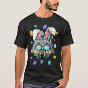 Camiseta Wolf Easter Bunny Ears Easter Eggings Hunting
