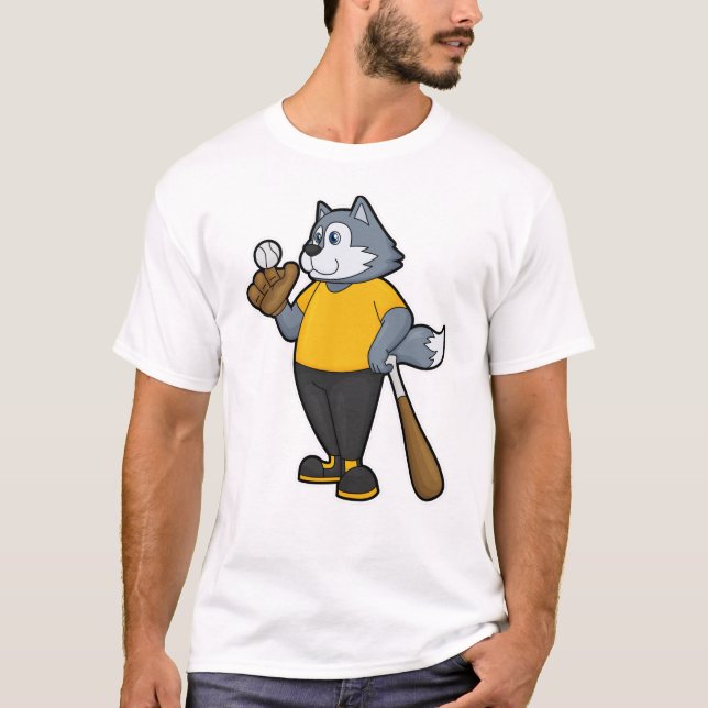Camiseta Wolf en el béisbol con bate de béisbol (Anverso)