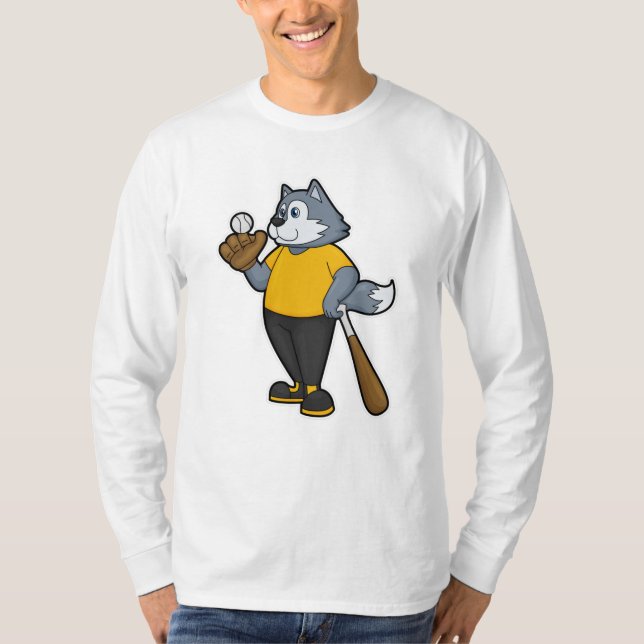 Camiseta Wolf en el béisbol con bate de béisbol (Anverso)