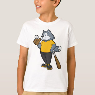 Camiseta Wolf en el béisbol con bate de béisbol