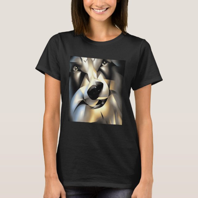 Camiseta Wolf En Estilo Geométrico (Anverso)
