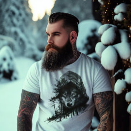 Camiseta Wolf en Hoodie doble exposición