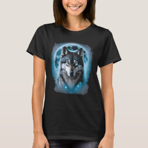 Camiseta Wolf Face y Moon Graphic