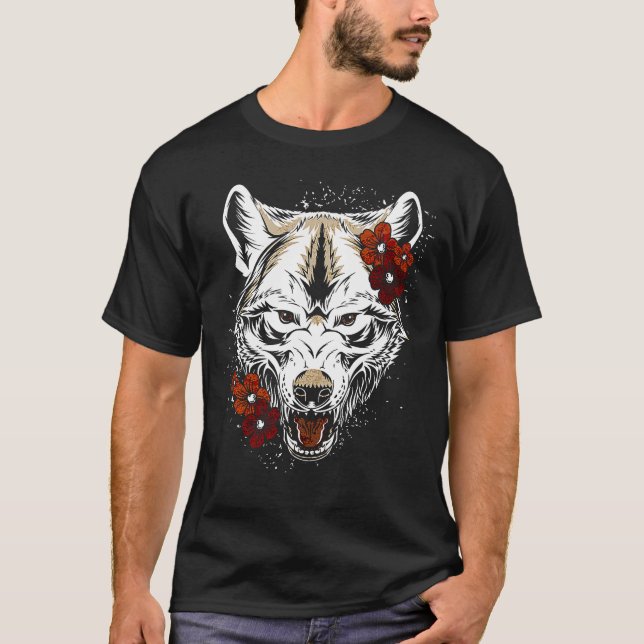 Camiseta Wolf Flower Tatoo Vintage (Anverso)