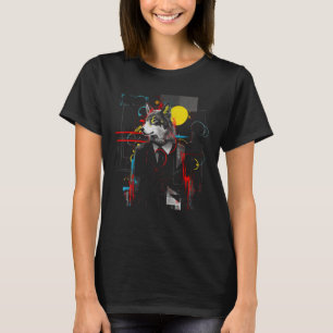 Camiseta Wolf Geometric Art Animal Motif Wolf