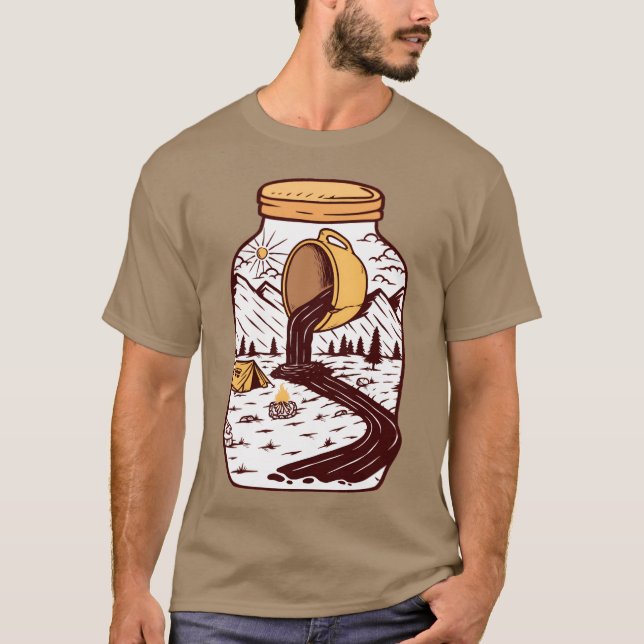 Camiseta Wolf Glass Coffee Nature Camping Hiker Camping fri (Anverso)